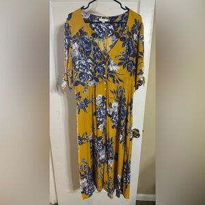Floral Yellow and Blue Dress